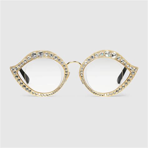 gucci cat eye metal glasses with crystals|gucci 54mm cat eye sunglasses.